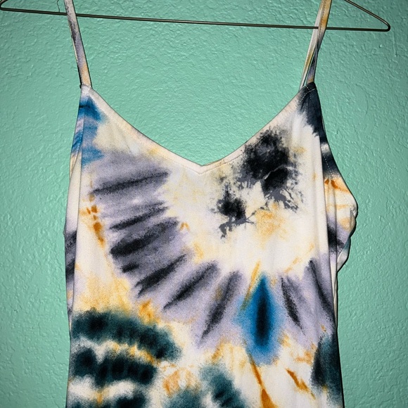 Haute Monde Tie-Dye Maxi Dress in White, Blue, Green, Gold - Picture 2 of 5